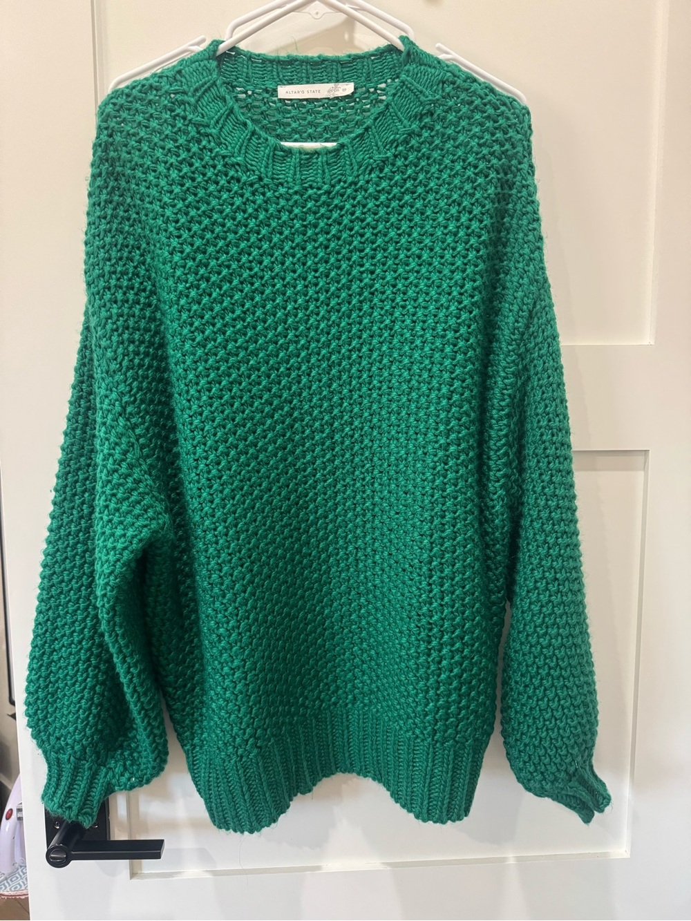 Alter’d State Textured Knit Crewneck Sweater - Emerald Green Oversized XS